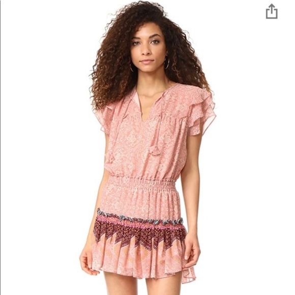 MISA Los Angeles Suri Tiered Skirt Floral Pattern Mini Dress In Peony Size XS - Picture 4 of 16